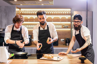 Chef preparing food at home