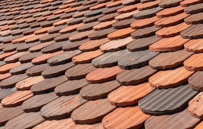 Roof tile pattern or texture close up, old swiss rooftop tiles