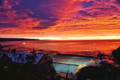 Scenic view of sea at sunset