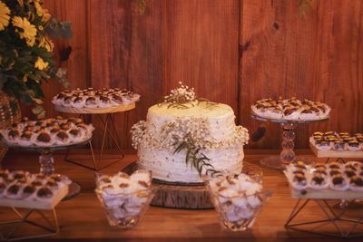 Close-up of cupcakes on table