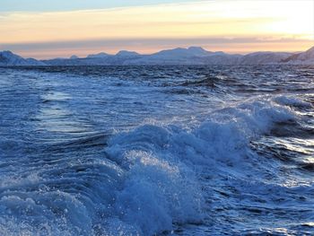 Scenic view of sea against sky during sunset