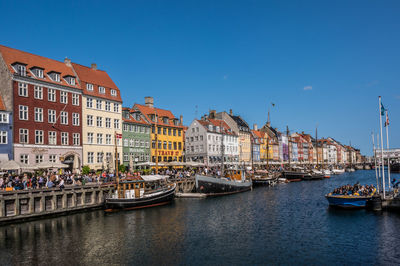 The famous tourist attraction nyhavn, copenhagen, denmark