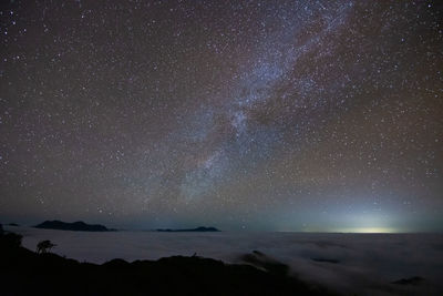 Scenic view of star field against sky at night