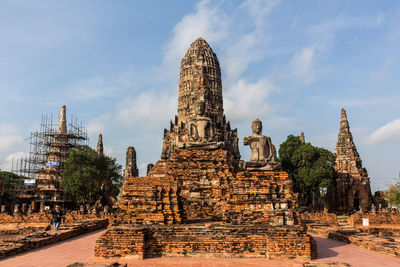 View of old temple building against sky