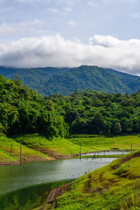 Scenic view of lake against sky