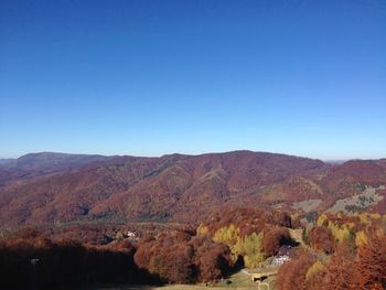 Scenic view of mountains against clear sky