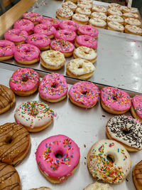 High angle view of various food on table