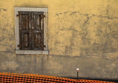 Closed door of building