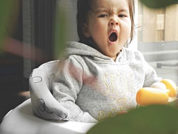 Close-up portrait of cute baby girl