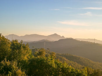 Scenic view of landscape against sky during sunset