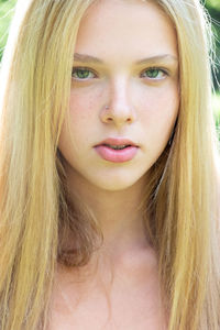 Close-up portrait of cute teenage girl