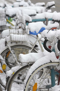 Snow covered bicycle