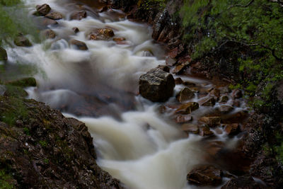 Stream flowing through rocks in forest