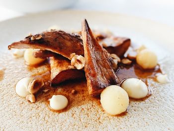 Close-up of eggs in plate