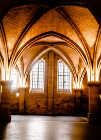 Interior of illuminated historic building