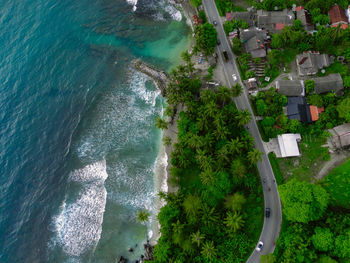 High angle view of swimming pool by sea