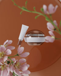 Close-up of white flower on table