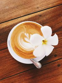 High angle view of coffee on table