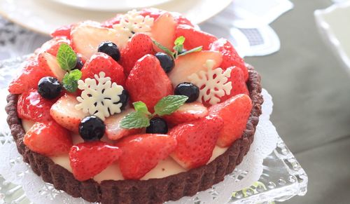 Close-up of dessert on table