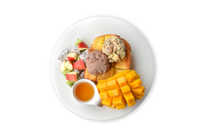 Directly above shot of breakfast served in plate