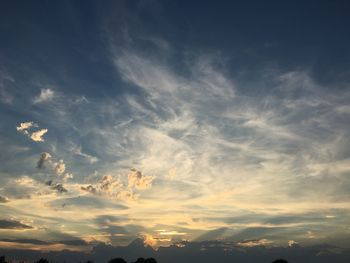 Low angle view of sky at sunset