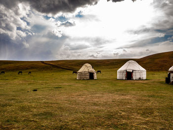 Scenic view of field against sky