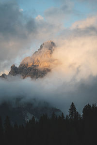 Scenic view of mountain against sky during sunset