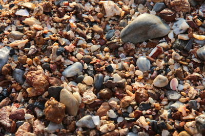 Full frame shot of pebbles at beach