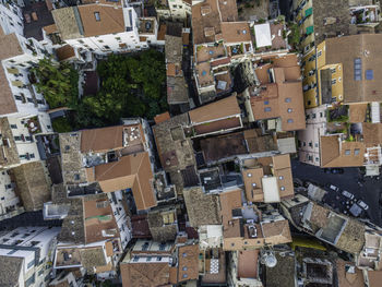 High angle view of buildings in city