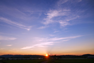 Scenic view of sunset over city