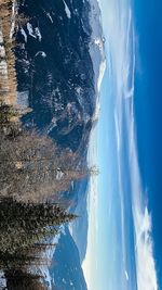 Aerial view of snowcapped mountains against sky