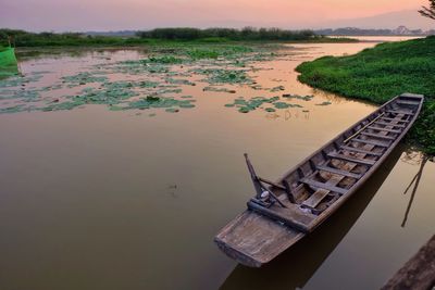 High angle view of boats in lake