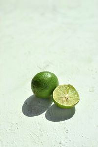 High angle of citrus lime in harsh light