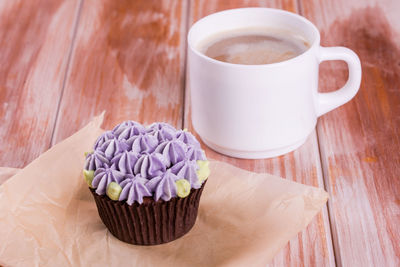 Close-up of coffee cup on table