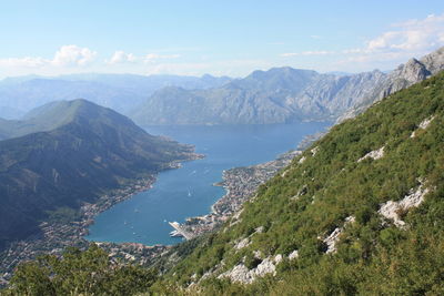 Scenic view of lake and mountains