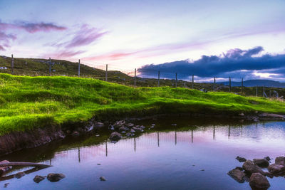 Scenic view of lake against sky