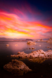 Scenic view of sea against sky at sunset