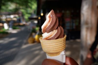 Hand holding ice cream cone