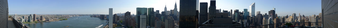 Panoramic view of skyscrapers against sky