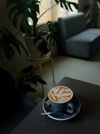 High angle view of coffee on table