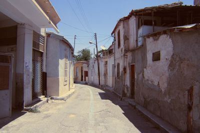 Empty alley amidst buildings in town of nicosia