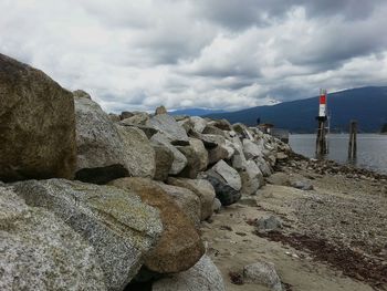 Scenic view of sea against cloudy sky