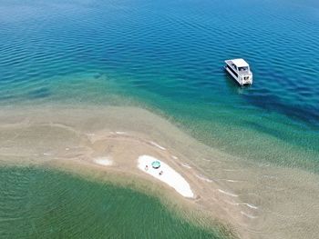 High angle view of boat in sea