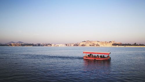 Scenic view of lake against clear sky