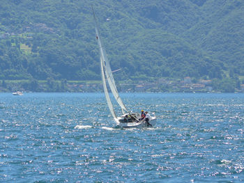 Boat sailing in sea