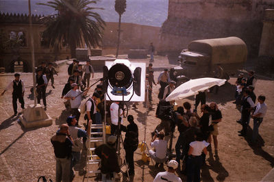 Group of people at film set