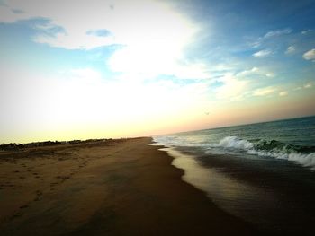 Scenic view of beach during sunset