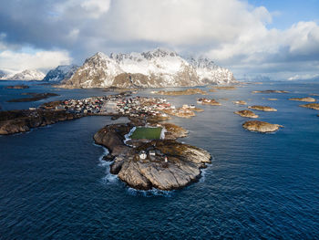 Scenic view of sea by reine, lofoten 