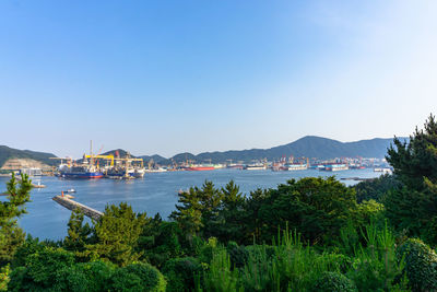 Scenic view of sea against clear sky