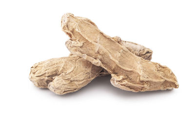 Close-up of dried leaf against white background